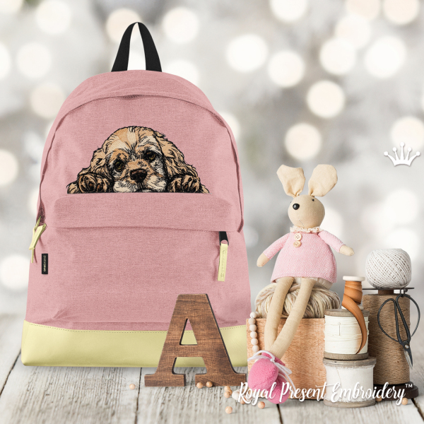 American Cocker Spaniel puppy Machine Embroidery Design