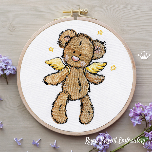 Bear Angel Machine Embroidery Design