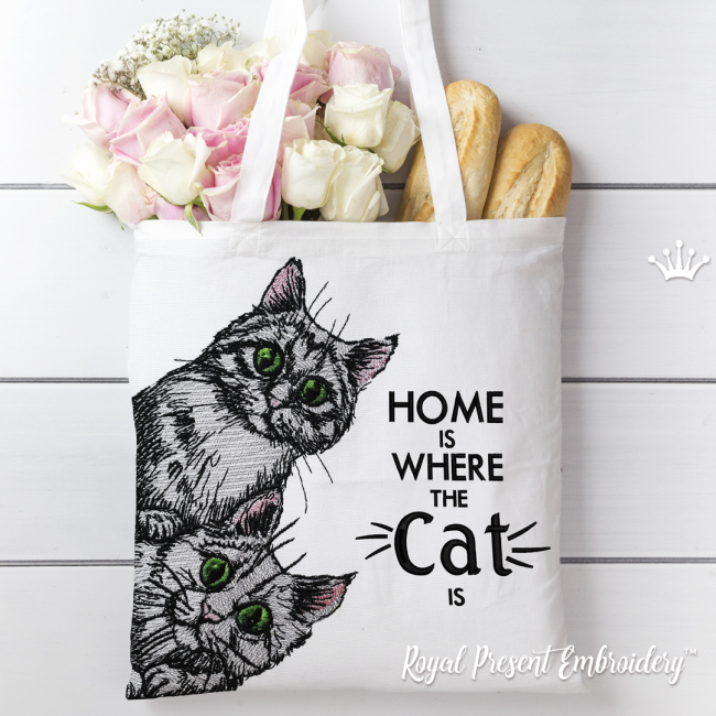 Two Cats Machine Embroidery Designs - 7 sizes