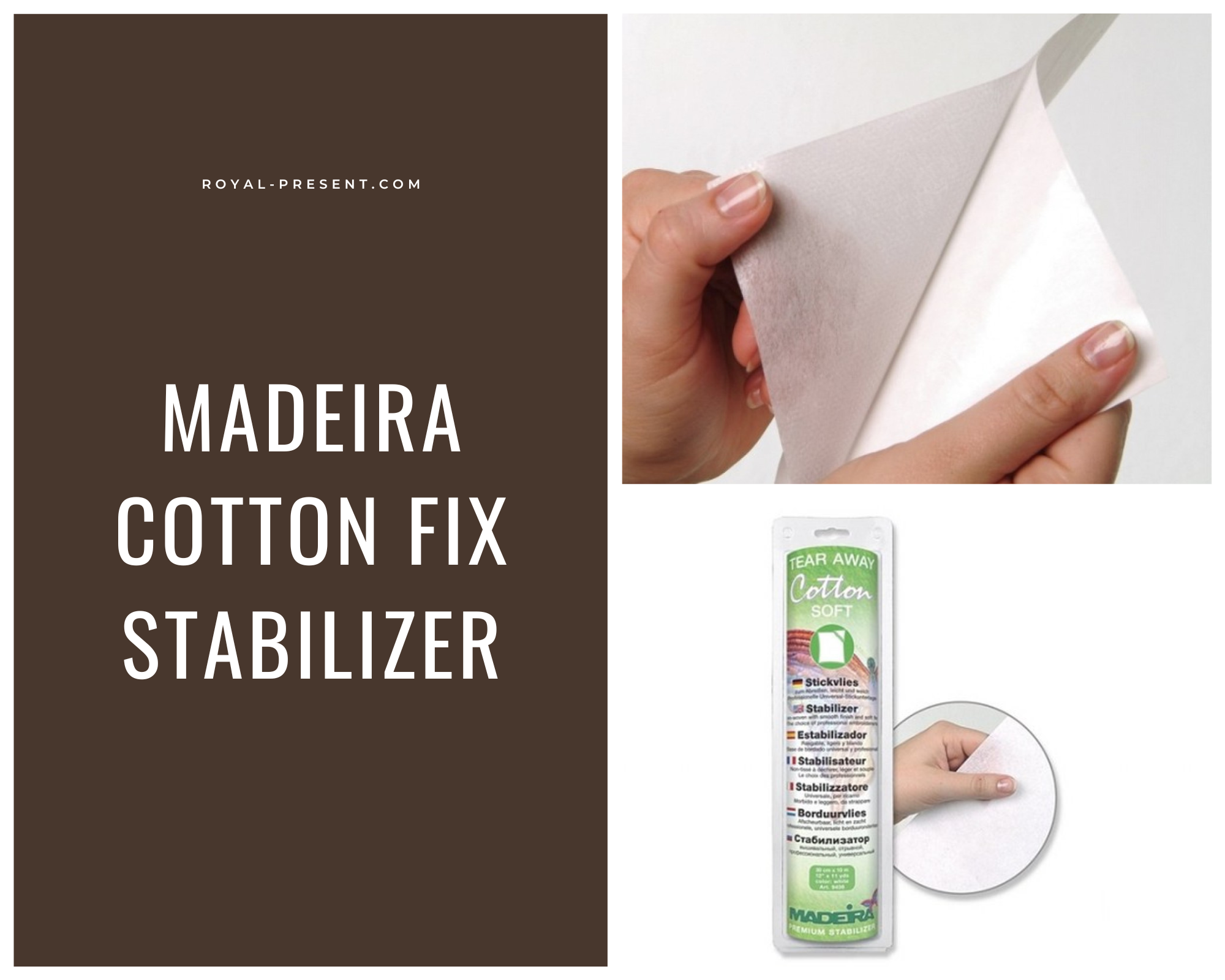 Popular backing for machine embroidery Madeira Cotton Soft tear away  stabilizer