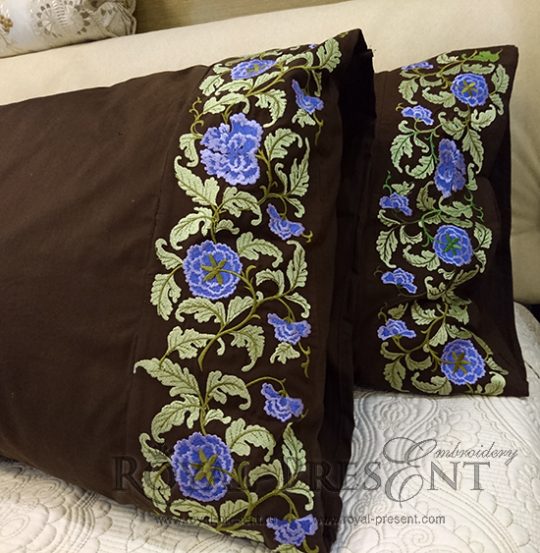 Machine embroidery design floral border with lilac flowers  3 sizes