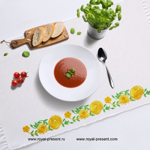 Machine embroidery design border of yellow roses royal present embroidery Machine embroidery design border of yellow roses royal present embroidery