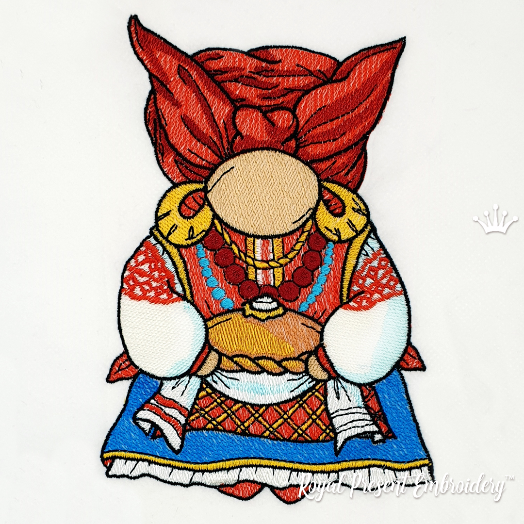 Gnome Ukrainian girl with Polyanitsa Machine Embroidery Design - 4 sizes