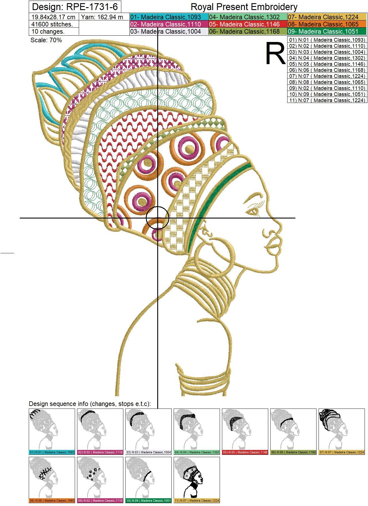 Instant Download PES DST African Woman Embroidery Design