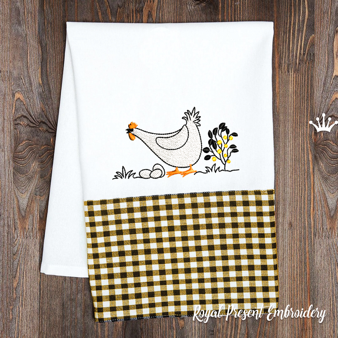 DIGITAL DOWNLOAD PRODUCT Embroidery Design Chicken 2'x2'