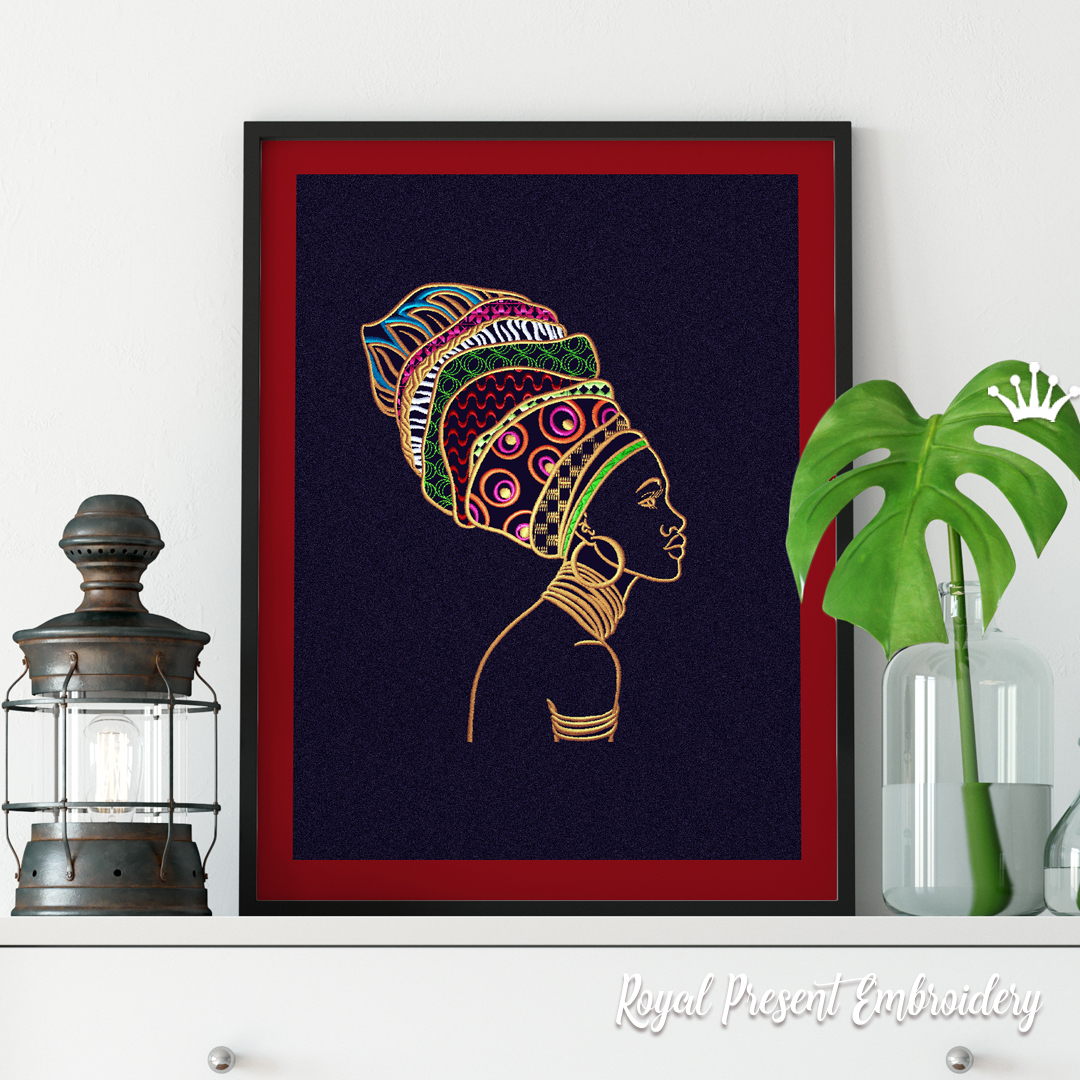 Instant Download PES DST African Woman Embroidery Design