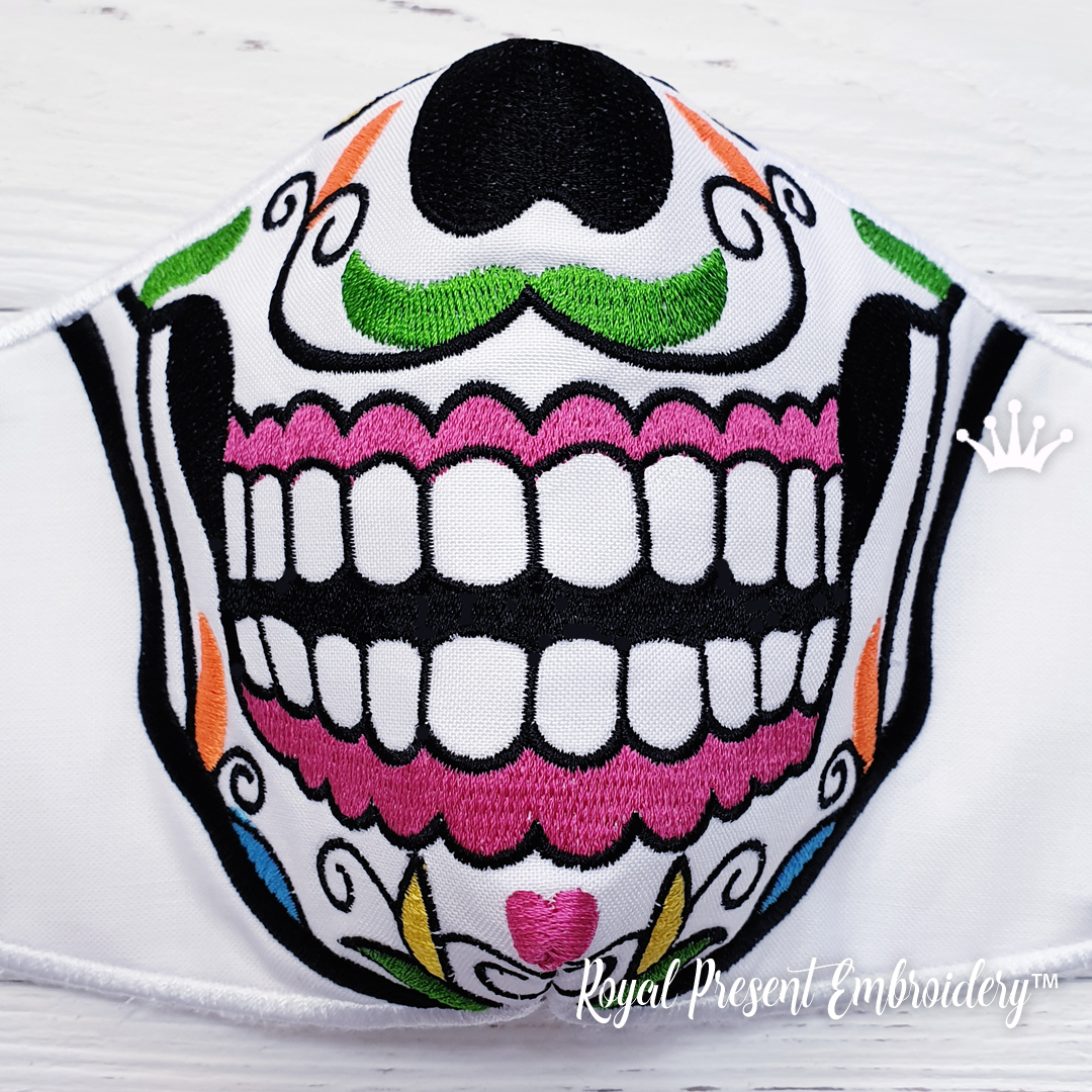 Sugar Skull Mask Machine Embroidery