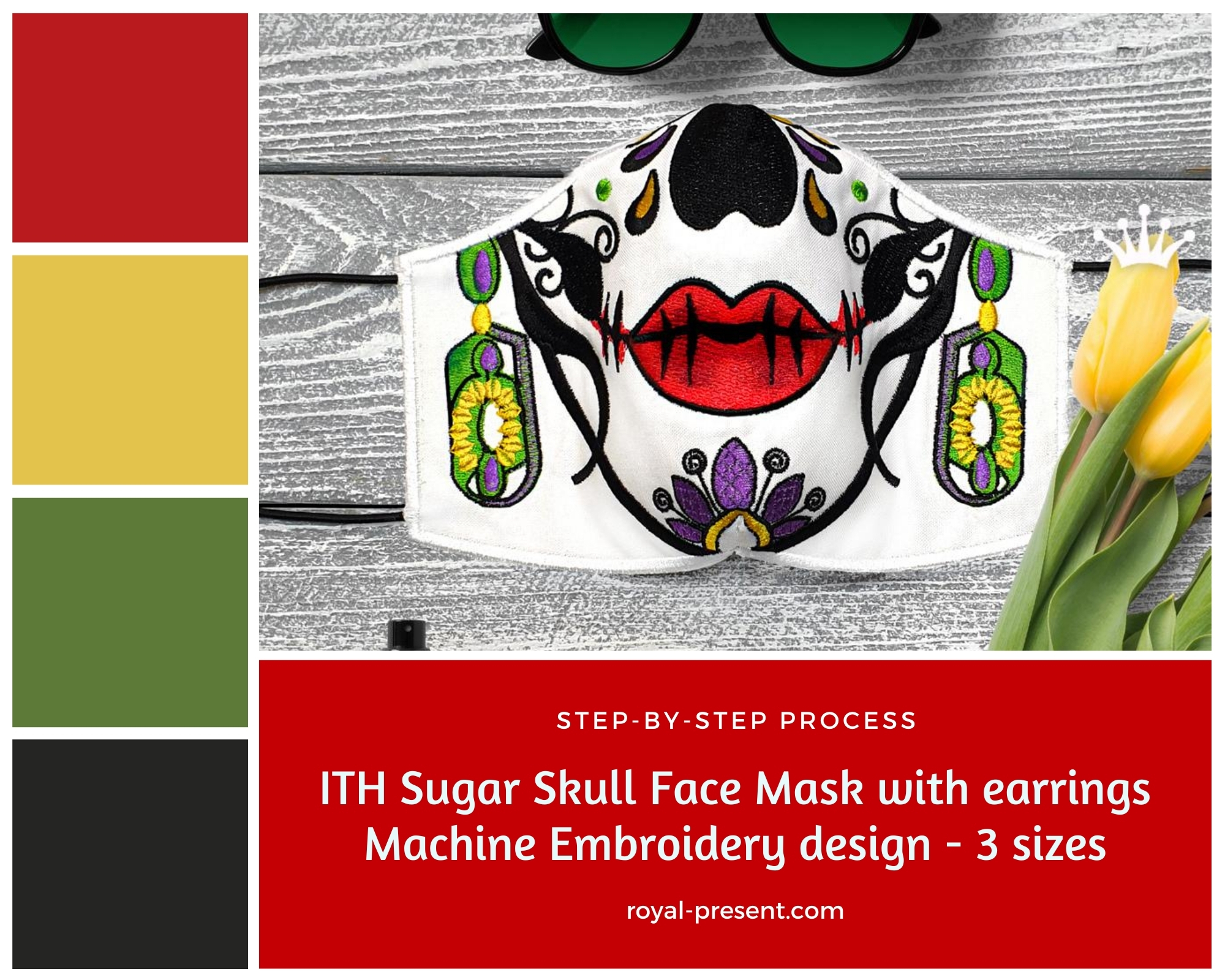 Sugar Skull Mask Machine Embroidery Sugar Skull Mask Machine Embroidery