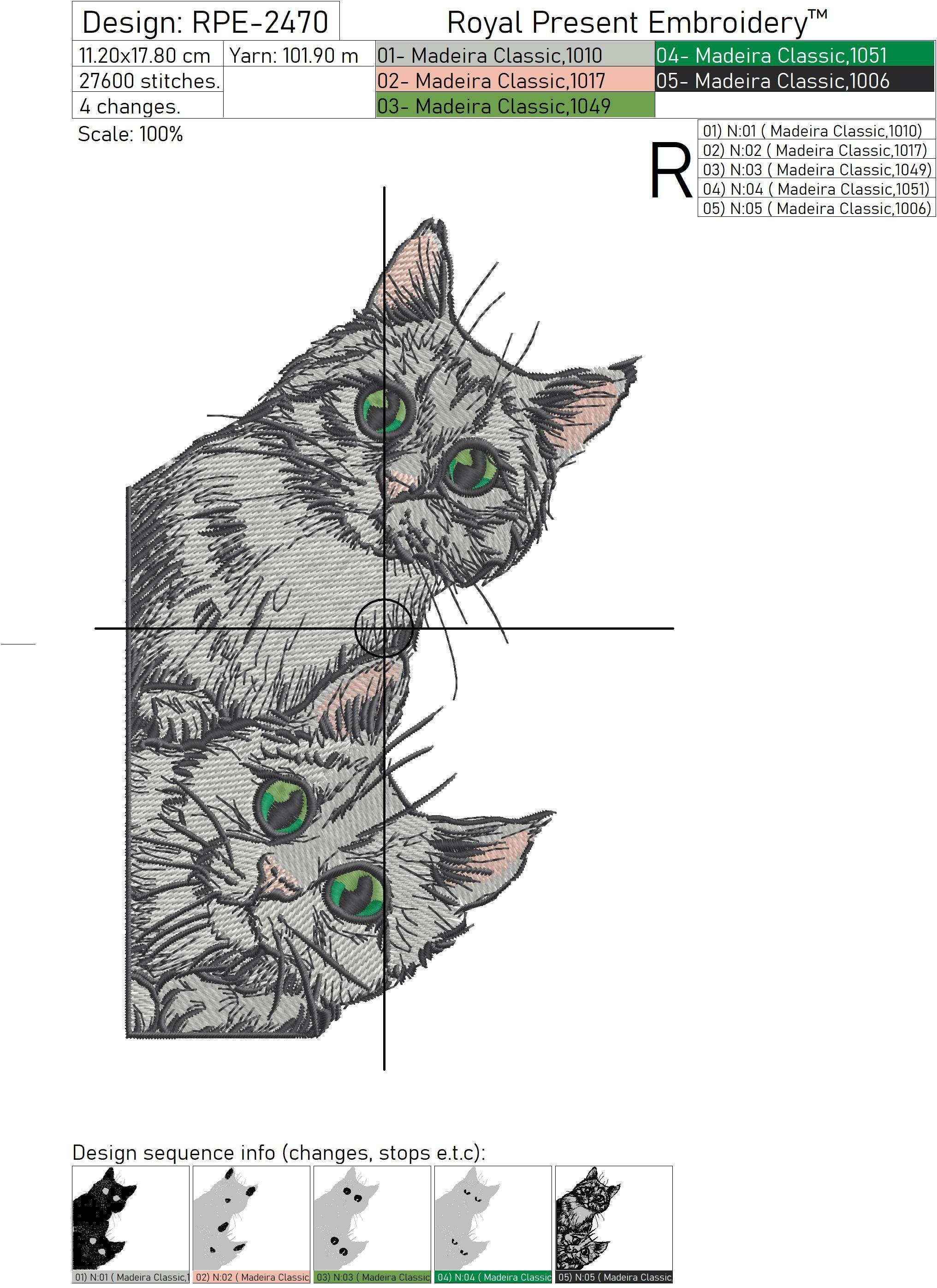 Cats PES, HUS files over 100 embroidery designs