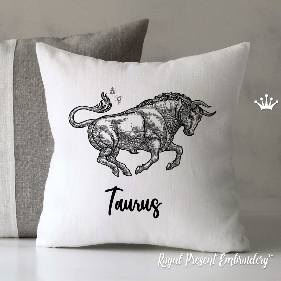 bull Taurus Zodiac Sign Machine embroidery design