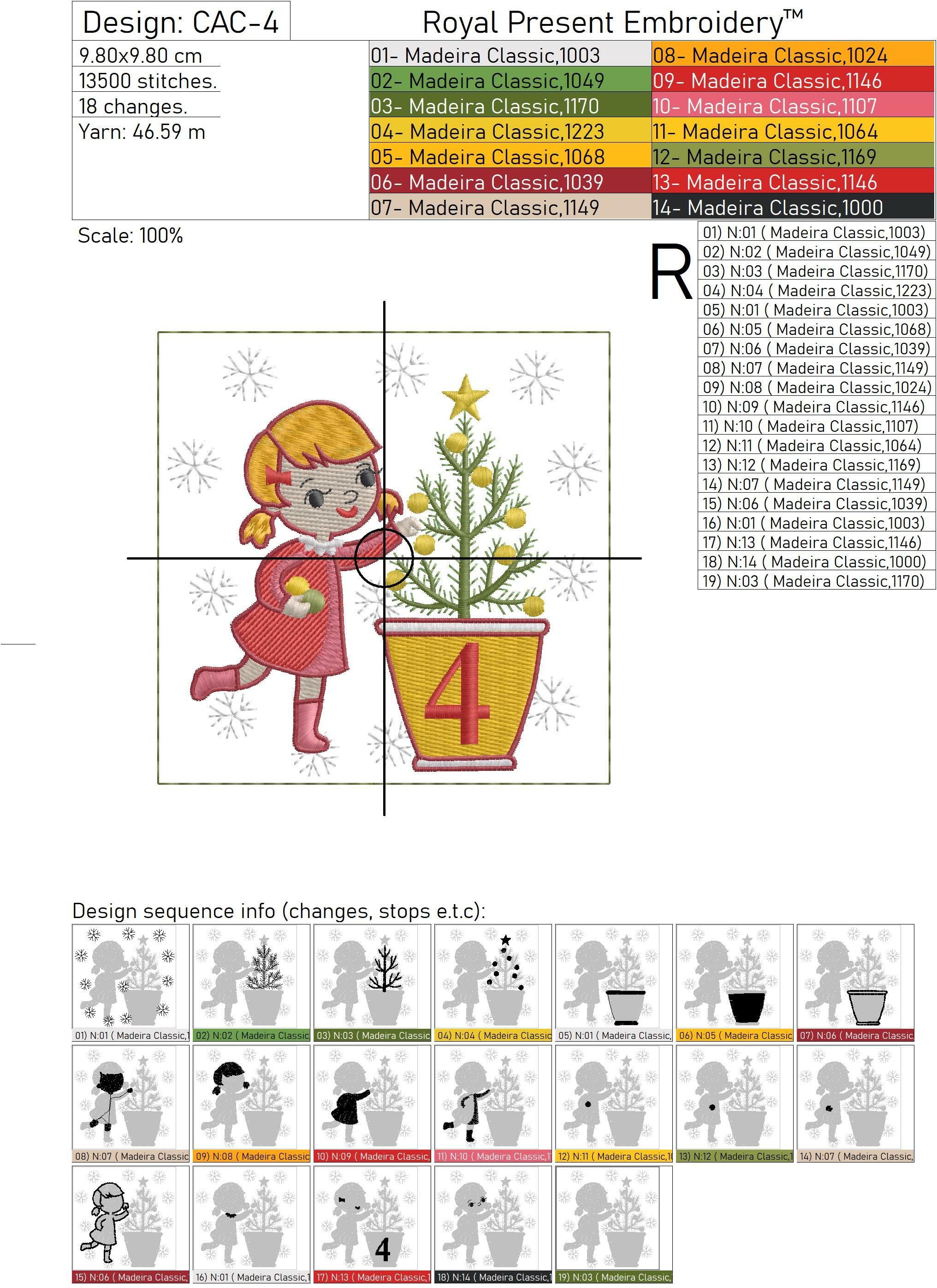 Christmas Advent Calendar Machine Embroidery Designs 2 sizes Royal