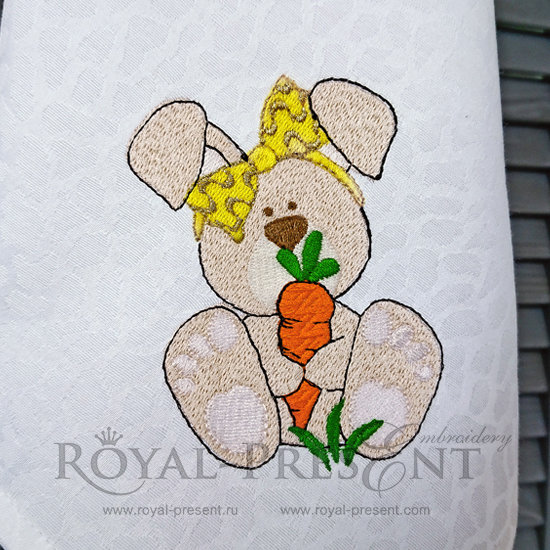 Free Machine Embroidery Design Little Bunny Royal Present Embroidery