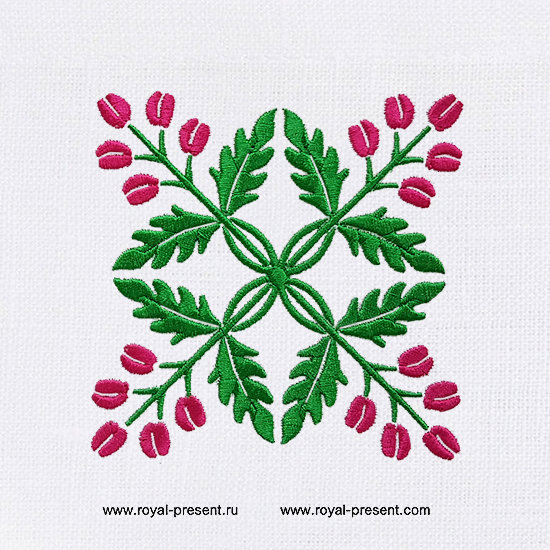 Floral Quilt Block Embroidery Design 2 sizes Royal Present Embroidery