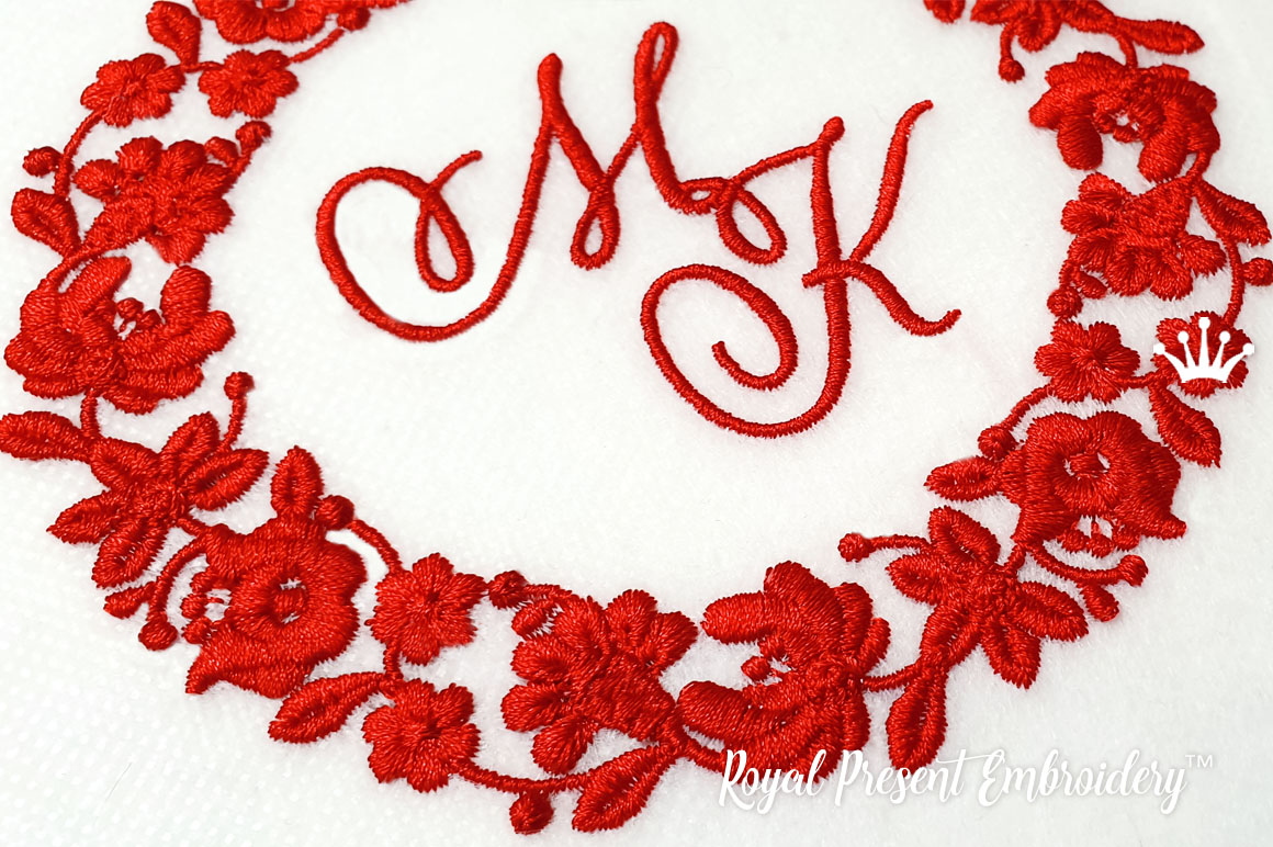 Kalocsai Monogram blank Machine Embroidery Design 2 sizes Royal Present Embroidery