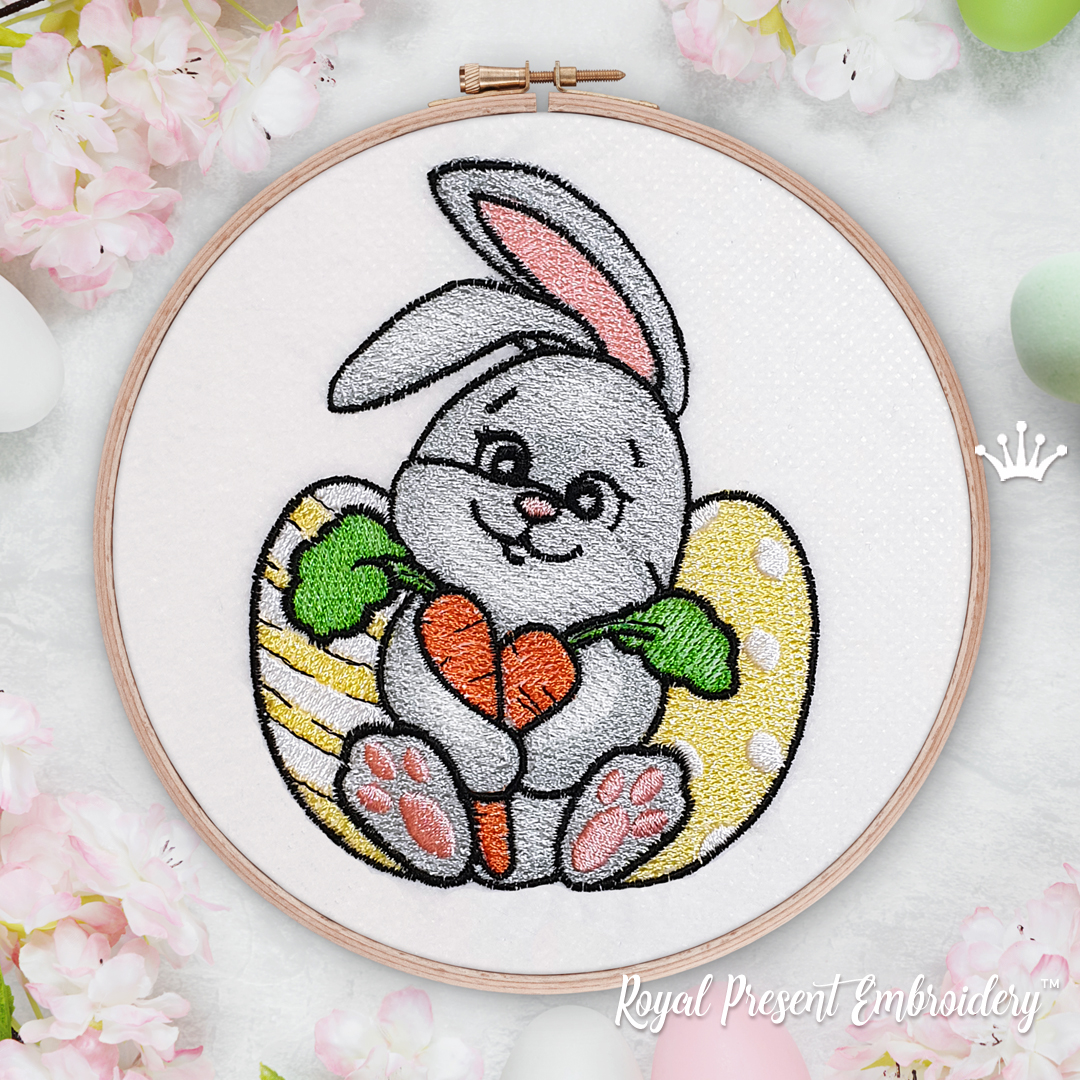 Vintage Easter Rabbit with Carrot DIGITAL Counted Cross-Stitch Pattern Chart 