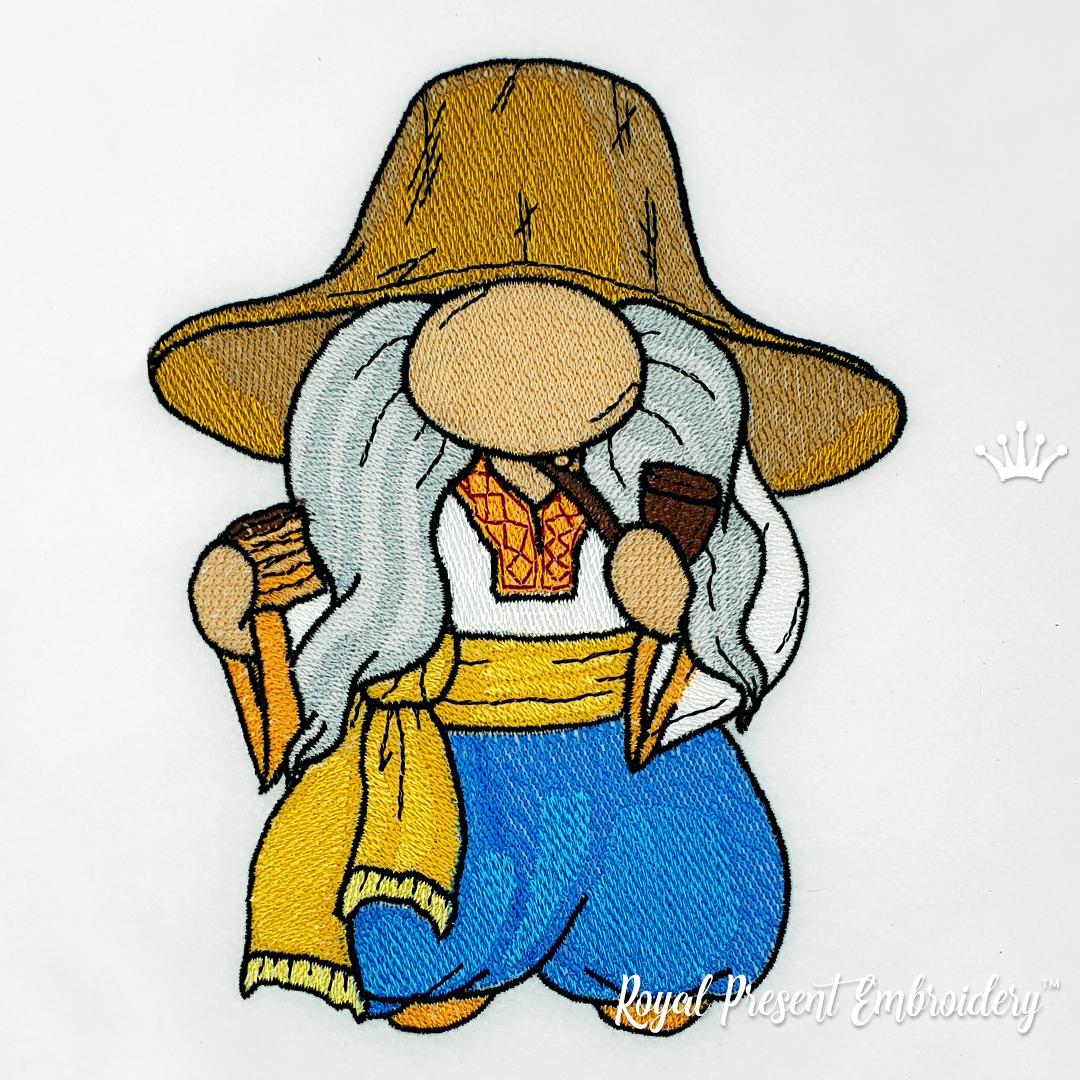 Ukrainian Gnome Peasant Machine Embroidery Design 4 sizes Royal
